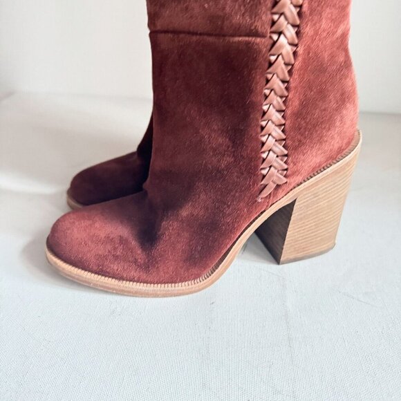 UGG Tall Suede Block Heel Winter Boots 6 - Picture 7 of 9